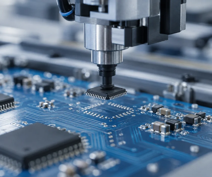 Microchip being placed onto a printed circuit board